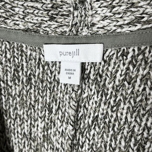 J Jill Pure Jill Cardigan Women’s Medium Green Two Toned Marled Knit Beachy - Picture 4 of 9